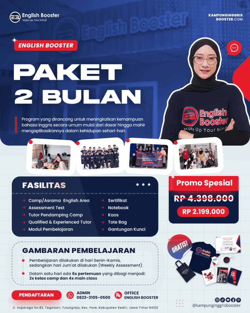 Kursus bahasa Inggris 2 bulan di Kampung Inggris Pare – English Booster