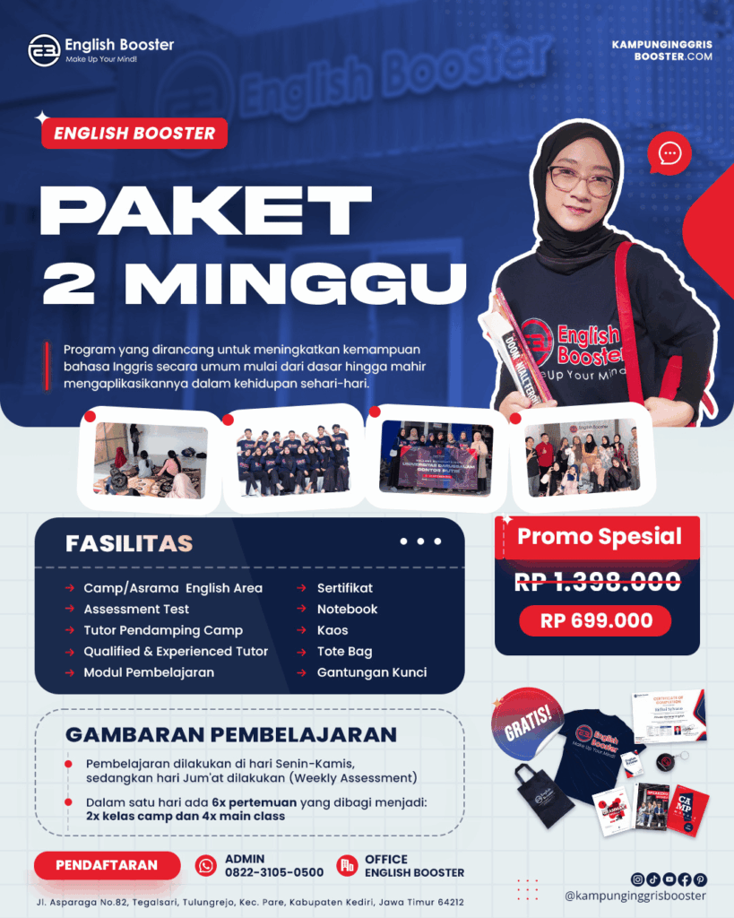 Paket Kursus Bahasa Inggris 2 Minggu di Kampung Inggris Pare Kediri – English Booster