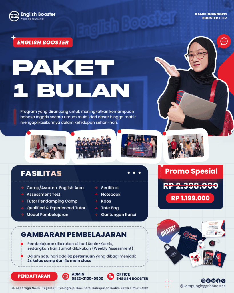 Paket kursus bahasa Inggris 1 bulan di Kampung Inggris Pare – English Booster