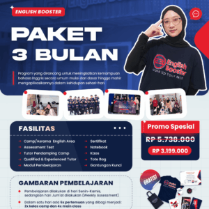 Kursus bahasa Inggris 3 bulan di Kampung Inggris Pare – English Booster